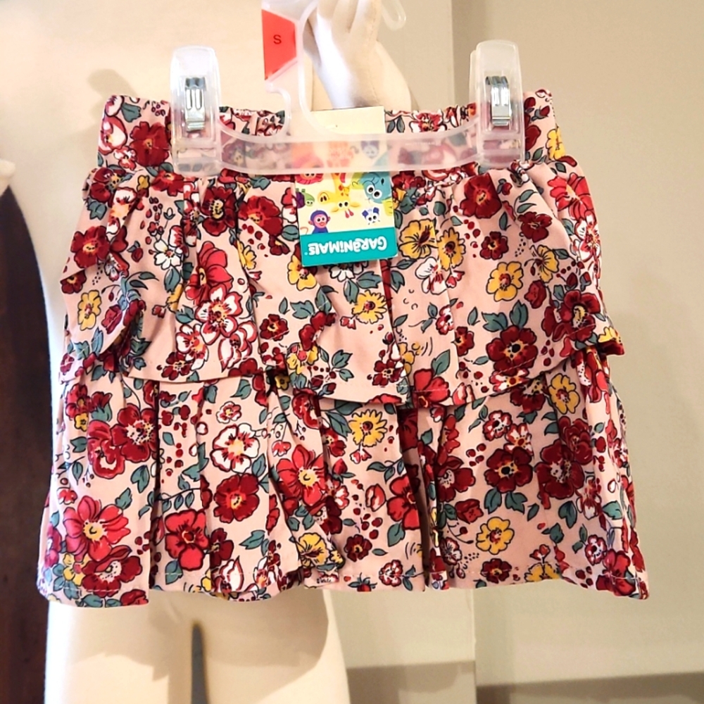 NEW GARANIMALS BABY GIRL FLORAL DOUBLE LAYER RUFFLE SKIRT SIZE 12M